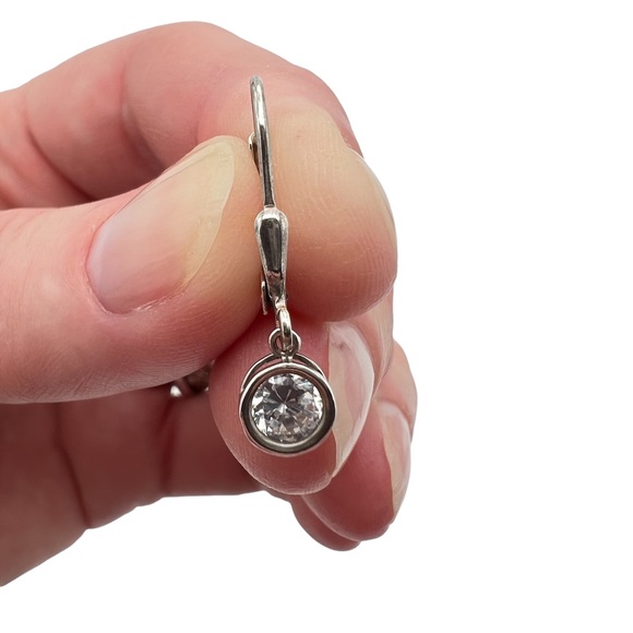 Sterling Silver CZ Drop Earrings - Picture 5 of 6